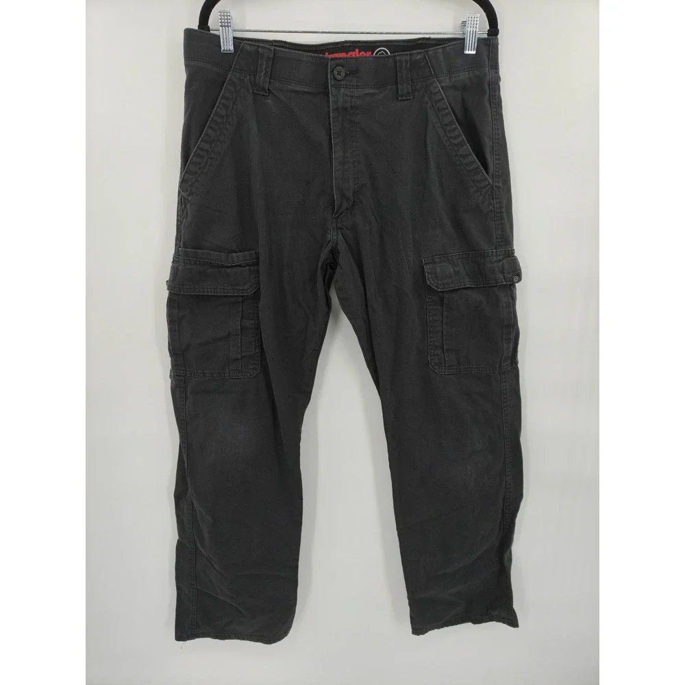 Wrangler ATG Mens Charcoal Black Cargo Pants Stretch Straight Leg 34x32